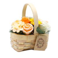 Bouquets Éco-Luxe en Fleurs de Savon - Format Grand et Moyen dans un panier en osier