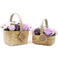 Bouquets Éco-Luxe en Fleurs de Savon - Format Grand et Moyen dans un panier en osier